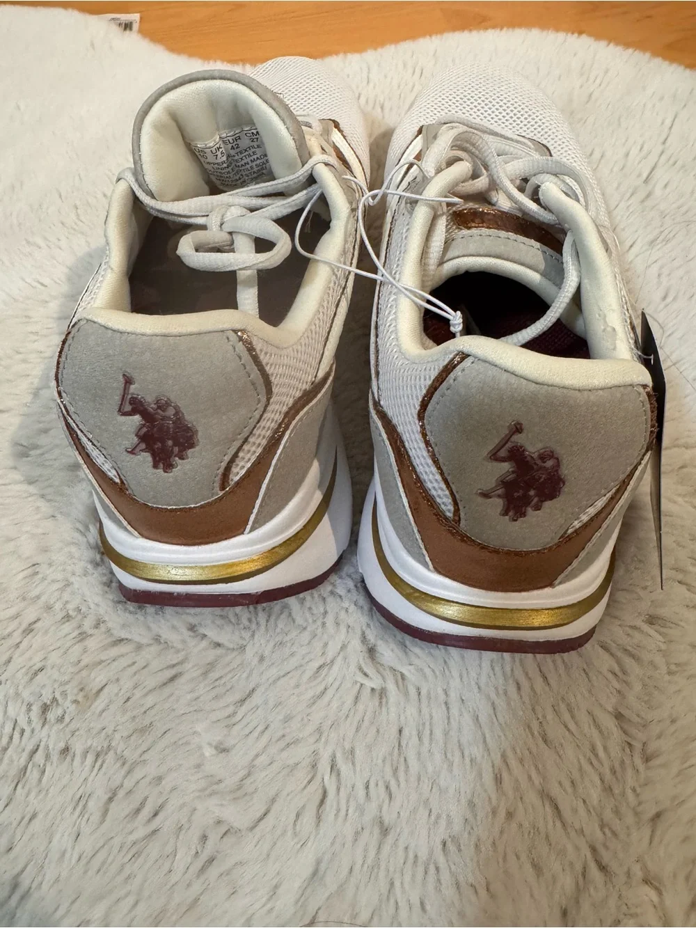 U.S. Polo Assn. Women’s White Mesh Trainer with Metallic Accents size 10